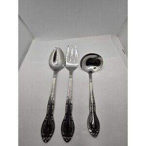 Columbia Beaded Handle Stainless Steel Flatware Complete Serving Set 3 pcs.